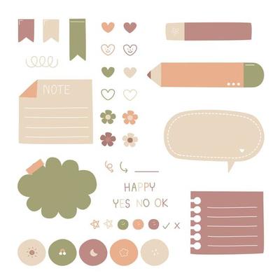 set of cute hand drawn, doodle text box with icon, speech bubble balloon, flat design, vector, illustration