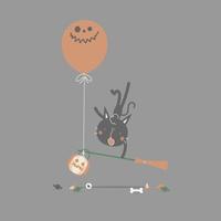 feliz festival de vacaciones de halloween con gato momia, diseño de personajes de dibujos animados de ilustración vectorial plana vector