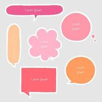 collection set of hand drawing line, grunge, crayon, speech bubble balloon, text box, flat design vector illustration