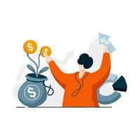 interest accrued icon flat Illustration for business finance loan color blue, orange, black, yellow, perfect for ui ux design, web app, branding projects, advertisement, social media post vector
