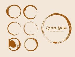 trace of Coffee mug stain in circle shape vector collection set