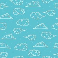 cute  curly clouds outline seamless pattern background vector