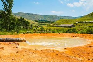 Hot mineral springs on Mtkvari canyon in Georgia photo