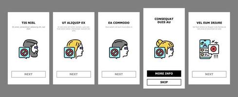Cancel Culture And Discrimination Onboarding Icons Set Vector