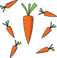 vector illustration seven orange carrots