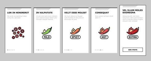 Chili Spicy Natural Vegetable Onboarding Icons Set Vector