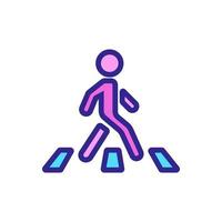 moving man on pedestrian crossing icon vector outline illustration