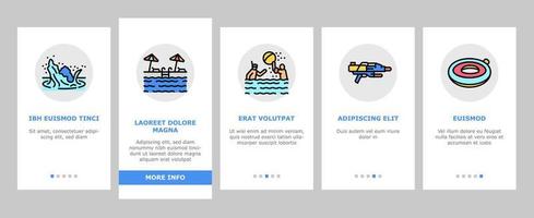 Water Park Attraction And Pool Onboarding Icons Set Vector