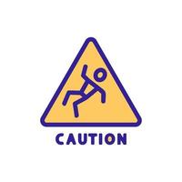 Wet floor caution icon vector. Isolated contour symbol illustration