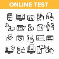 Online Test Collection Elements Icons Set Vector