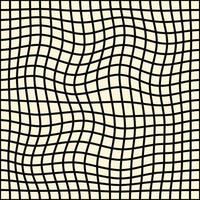 Minimal abstract wavy linear seamless pattern. Black distorted checkered on a beige background. Geometric vector print