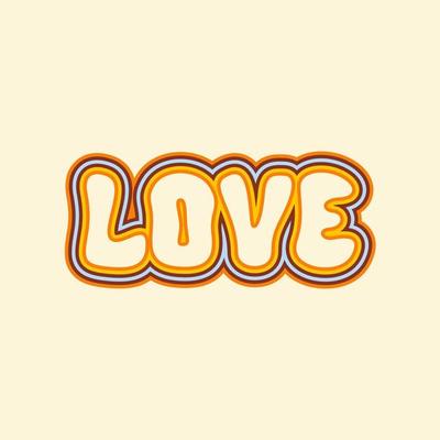 Love text in retro vintage style 60s, 70s isolated on pastel background. Trendy vector print for t - shirts, posters, stickers