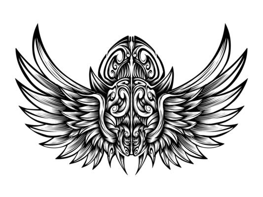 angel wings tattoo vector design