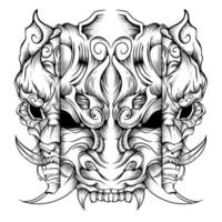 diseño oni máscara tatuaje vector ilustración