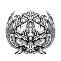 Oni mask design vector tattoo tribal illustration