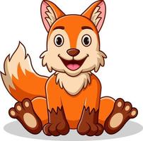 Cartoon cute baby fox sitting vector