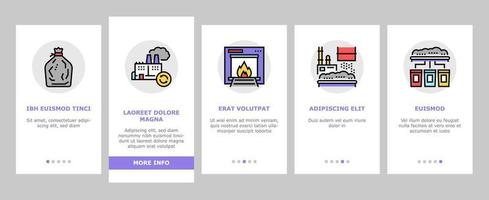 Factory Garbage Waste Onboarding Icons Set Vector