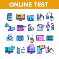 Online Test Collection Elements Icons Color Set Vector