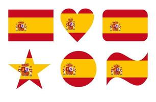 Spain flag, national flag of Spain in six shapes vector