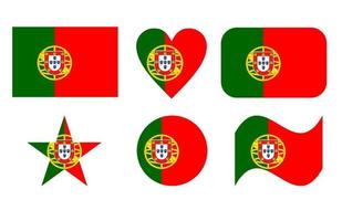 Portugal flag in six shapes editable vector illustration