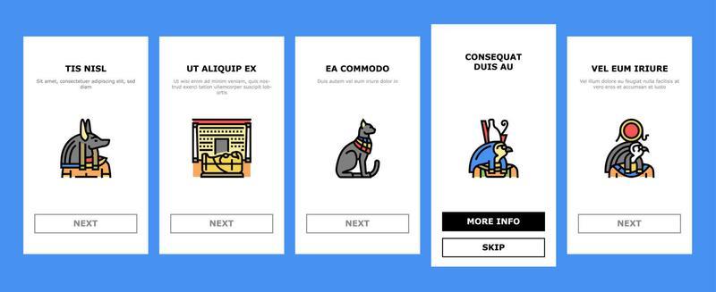 Egypt Country Monument Excursion Onboarding Icons Set Vector