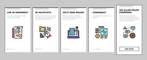 Planning Work Process Onboarding Icons Set Vector