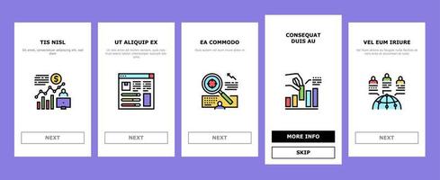 Market Research And Analysis Onboarding Icons Set Vector