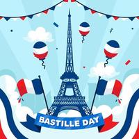 celebración del día de la bastilla con la torre eiffel vector