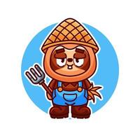 sloth the farmer cartoon illustration vector