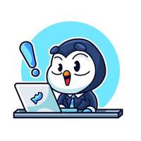 penguin in work cartoon illustration vector