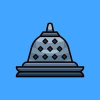 bold borobudur temple cartoon illustration set vector