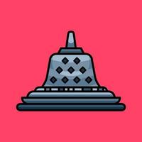 conjunto de ilustración de dibujos animados de templo de borobudur simple vector