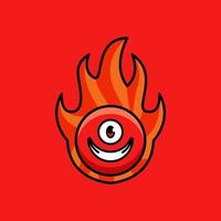 fire ball monster cartoon illustration vector