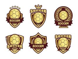 grupo de golden soccer logo set.it's ganador concepto vector