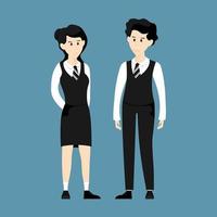 diseño simple de jóvenes con uniformes de estudiantes, estudiantes listos para la escuela, ilustración vectorial. vector