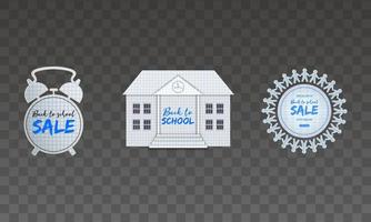 Set of isolated back to school badges. collection of back to school labels vector