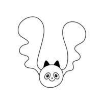 Doodle Cute Happy Bat with its Wings Raised Up Outline Sketch vector