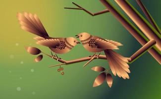 Birds leaves and tree branches tropical atmosphere. Tropical themed with vector and abstract illustration backgrounds.