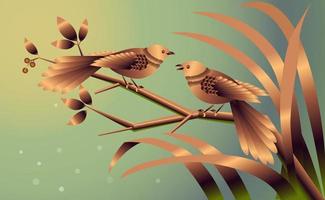 Birds leaves and tree branches tropical atmosphere. Tropical themed with vector and abstract illustration backgrounds.