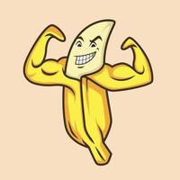 Illustration vector graphic of muscle banana showing his bicep.