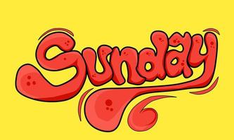 Graffiti image of Sunday's name in red and yellow background vector