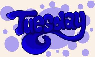 Image of Tuesday's name graffiti in dark blue and light yellow background vector