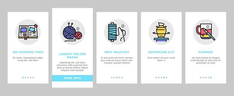 Diy Crafts Handmade Onboarding Icons Set Vector