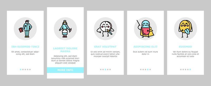 Kid Doctor Disease Treatment Onboarding Icons Set Vector