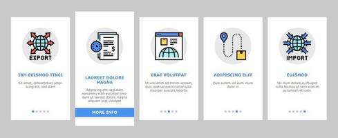 Export Import Logistic Onboarding Icons Set Vector