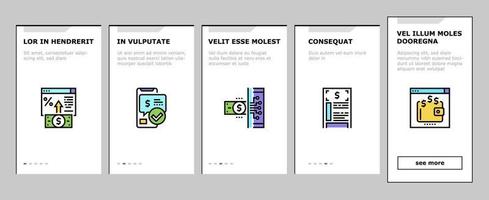 conjunto de iconos de incorporación de finanzas de banca en línea vector