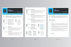 currículum profesional o cv y plantilla de carta de presentación. vector profesional