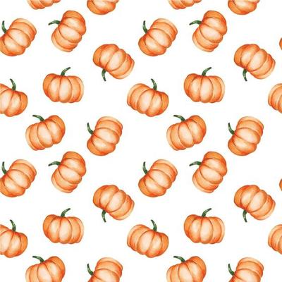 seamless pattern with watercolor pumpkins on a white background. cute print on the theme of autumn, halloween, orange pumpkins. vegetables, autumn harvest. background for wallpaper, fabric, wrapping