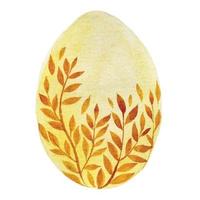 dibujo de acuarela a mano. el huevo de Pascua. huevo de colores con dibujos de hojas y flores. colores naturales, estilo boho vector