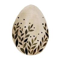 colored eggs with drawings of leaves and flowers. natural colors, boho style
